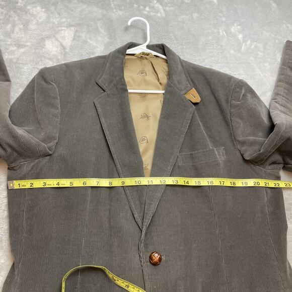 Vtg Mervyns Corduroy Blazer Mens 44L Gray Pinwale 2 Button Suede Elbow Patch - Picture 8 of 16